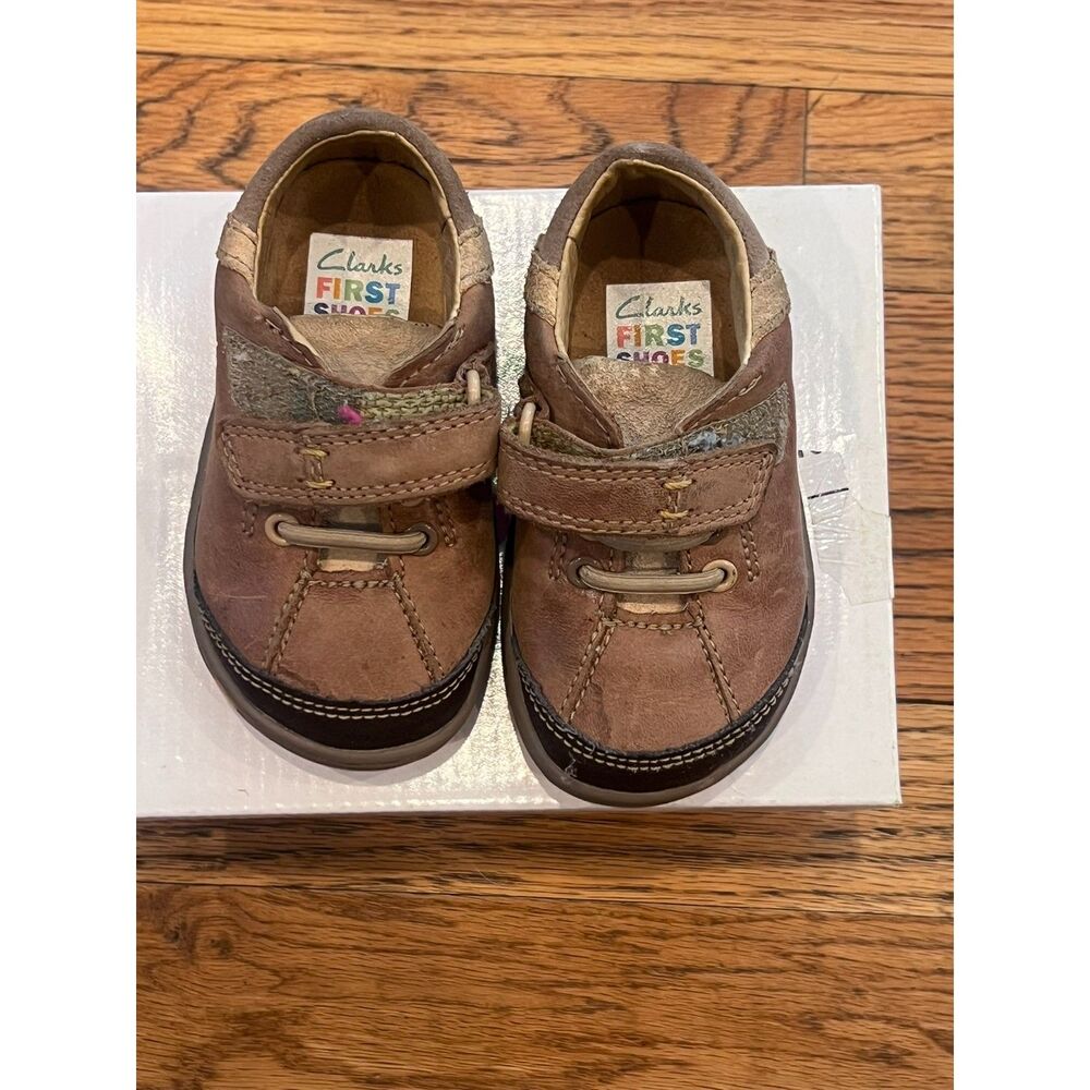Clarks First Shoes Toddler Brown Leather Cruiser Sneakers Size 4.5W